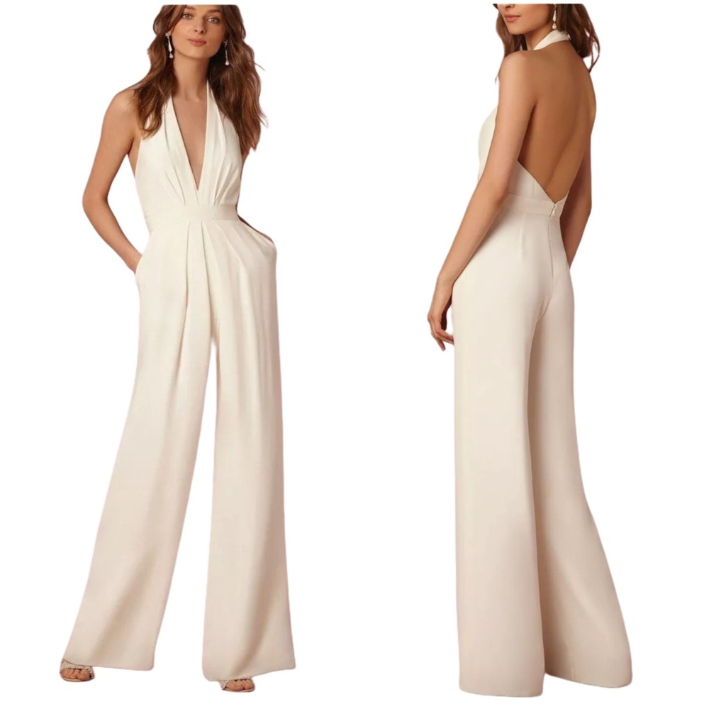 SOLD🎉NWOT BHLDN X JILL STUART | SZ 4 | Mara Wide Leg Cream White Jumpsuit - Picture 2 of 11